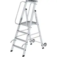 MUNK Günzburger Steigtechnik MUNK Aluminium-Stehleiter mit Rollen und Griff 4 Stufen