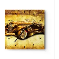 ARTTOR Wanduhr - Quadrat - Glasuhr - Auto Lenkrad Classic - 30x30cm - Schleichendes Uhrwerk - Lautlos - zum Aufhängen bereit - Dekoration Modern - Wanddekoration aus Glas - C3AC30x30-0529