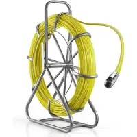 Vevor Fiberglas Kabel Rad 152 m Ø6,3mm Glasfaserstab, Fischband mit Ständer, Kabeleinziehhilfe mit Markierungen, Kabeleinfädler, Kabelzieher für Wände & Elektroinstallationsrohre, Nichtleitend