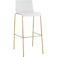 DELUKE Barhocker TENAR - Kunststoff Weiß 43x48x100 cm Gold | Barstuhl Mit Lehne Tresenhocker Tresenstuhl Kneipenhocker Kneipenstuhl