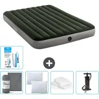 Intex Luftbett – 2 Personen – 152 x 203 x 25 cm – Grün – im Lieferumfang enthalten Spannbettuch - Küssen - Pumpe - Reperaturset en Kissenschutz