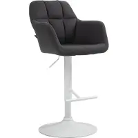 CLP Barhocker Natoma Stoff I Thekenhocker für Bar mit Gepolsterter Sitzfläche | Farbe schwarz Material Gestell Metall matt weiss