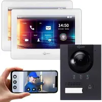 Goliath IP Video Türsprechanlage Unterputz Set für 1 Familienhaus 2x 7 Monitor Weiß 1 Familienhaus Anthrazit