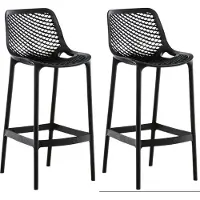 CLP 2er Set Barhocker Air Kunststoff mit Lehne wetterfest UV-beständig bis 160 kg schwarz