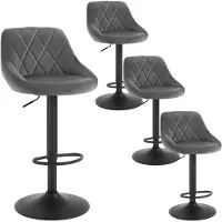 Woltu Barhocker 4er Set, Barstuhl, Gute gepolsterte Sitzfläche aus Samt, Höhenverstellbar, 360° Drehbar, Dunkelgrau