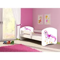 Clamaro Kinderbett, Motiv, Schublade , Bett Farbe:43 Ponny Weiss, Mit Bettkasten:Mit Bettkasten, Bett Größe:140 x 70 cm