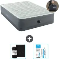OEM Doppelbett - 2 Personen - 152 x 203 x 46 cm - Grau - Mit Pumpe - Bettwäsche und Reparaturset