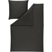 Estella Mako-Satin Uni Bettwäsche Valetta 135x200 cm + 80x80 cm anthrazit