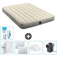 Intex Airbed - Doppelbett - 137 x 191 x 25 cm - Beige - Im Lieferumfang enthalten Spannbettuch - Küssen - Pumpe - Reperaturset en Kissenschutz