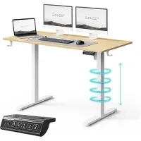 Sense7 NOJO LIGHT Schreibtisch Höhenverstellbarer Elektrisch Stabil Ergonomisch Für Gamer Home-Office MemorySystem 120 x 60 cm, 70kg Tragkraft Hellbraun Weiß