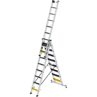 Proregal Stufen-Mehrzweckleiter 3-teilig mit nivello-Traverse und clip-step R13 3x8 Stufen