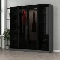 Skye Decor , Kale - 6090, Kleiderschrank, Anthrazit, 100 % MELAMINBESCHICHTETE SPANPLATTEN, 180 x 52 x 210 cm
