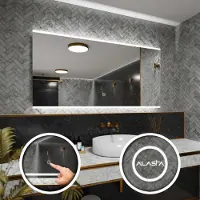 Alasta Badspiegel mit LED Beleuchtung und Touch-Schalter - Brasil - 140 cm, 90 cm