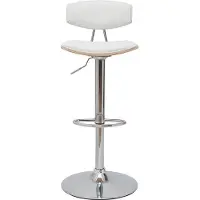 Miliboo - Design-Barhocker höhenverstellbar weiß und helles Holz VASCO