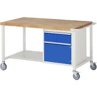RAU Mobile Werkbank mit Ablageboden - Schrank - 1 Schublade - Vollauszug - 180:1 - 880 x 1.500 x 900 mm (HxBxT) - Traglast 450 kg - Buche