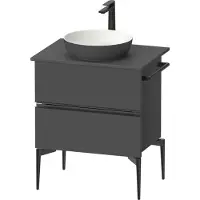 Duravit Sivida Konsolenwaschtischunterbau, 2 Schubkästen, Griffleiste Diamantschwarz Matt, 645x475x548mm, SV46570BD490000, Farbe: Graphit matt