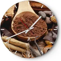 ARTTOR Wanduhr - Rund - Glasuhr - Trinken gastronomie kakao schokolade - 40x40cm - Schleichendes Uhrwerk - Lautlos - zum Aufhängen bereit - Dekoration Modern - Wanddekoration aus Glas - C3AR40x40-2492