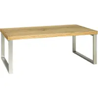Haku Couchtisch edelstahloptik, eiche - Echtholzfurnier, MDF, Metall, Wabenplatte, B/H/T: 100x38x60 cm