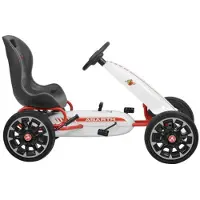 HECHT ABARTH Tretkart Go-Kart mit Pedalen | Weiß | bis 25 kg | Kettenantrieb | Handbremshebel