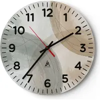ARTTOR Wanduhr - Rund - Glasuhr - Aquarell Räder Pastell - 40x40cm - Schleichendes Uhrwerk - Lautlos - zum Aufhängen bereit - Dekoration Modern - Wanddekoration aus Glas - C4AR40x40-4842