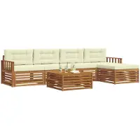 vidaXL Outdoor-Sofagarnitur mit Kissen 6 pcs Natur und Creme