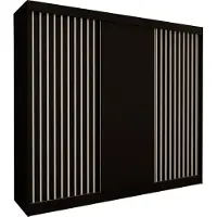 Masseno Schiebetürenschrank LAMELLO 240 cm Kleiderschrank Schlafzimmer Schrank 3-türig mit Lamellen Schwarz