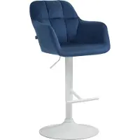 CLP Barhocker Natoma Samt I 360° Drehbar, Metallgestell Mit Fußstütze blau Material Gestell Metall matt weiss