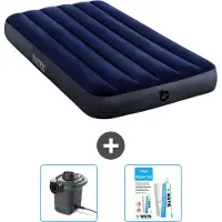 Intex Luftbett – 1 Person – 99 x 191 x 25 cm – Blau – im Lieferumfang enthalten Pumpe en Reperaturset
