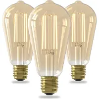 Calex LED Lampe E27, ST64, Filament, Vintage Gold, 2100K Warmweiß Licht, dimmbar, 4W, 3er Pack
