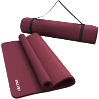 Gorilla Sports Yogamatte - 190x60x1,5 cm, mit Tragegurt, , Rutschfest, Dunkelrot- Gymnastikmatte, Fitnessmatte, Sportmatte, Trainingsmatte, Übungsmatte