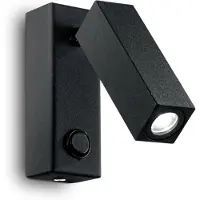 Ideal Lux Moderne Wandleuchte Quadratische Seite Metall Schwarz Led 3W 3000K Warmes Licht