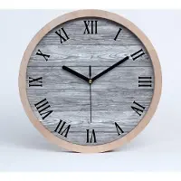 Tulup Holzuhr 30fi cm wanduhr - schwarze Spitzen - Holzuntergrund