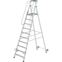 MUNK Günzburger Steigtechnik MUNK Aluminium-Stehleiter mit Rollen und Griff 10 Stufen