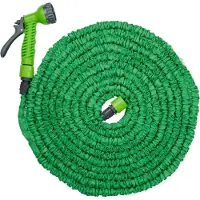 Markenlos Flexibler Gartenschlauch 20 m inkl. Sprühkopf mit 7 Sprühfunktionen - grün/grau