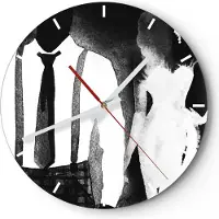 ARTTOR Wanduhr - Rund - Glasuhr - Frau Mann - 30x30cm - Schleichendes Uhrwerk - Lautlos - zum Aufhängen bereit - Dekoration Modern - Wanddekoration aus Glas - C3AR30x30-3748