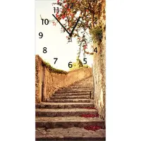 Wallario Design Wanduhr bedruckt, Größe 30 x 60 cm, Motiv: Steinerne Treppe in Italien