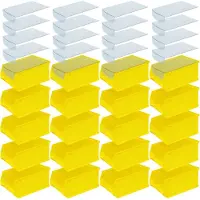BRB-Lagertechnik Sichtkästen-Set, 20x Sichtbox PROFI LB3 mit transparentem Staubdeckel, gelb, Inhalt 7,6 Liter, LxBxH 350 x 200 x 150 mm