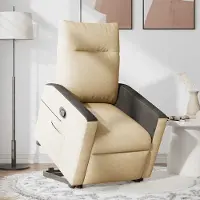 Prolenta Maison Exclusive - Relaxsessel mit Aufstehhilfe Creme Stoff