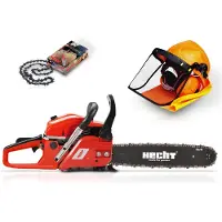 HECHT 45 Kettensäge Set mit Helm und Ersatzkette | 47 cm Schwert | Easy Start | 2,7 PS
