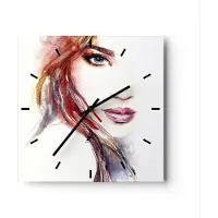 ARTTOR Wanduhr - Quadrat - Glasuhr - Dame perfekt Kleid Eleganz - 30x30cm - Schleichendes Uhrwerk - Lautlos - zum Aufhängen bereit - Dekoration Modern - Wanddekoration aus Glas - C3AC30x30-3135