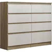 Masseno Kommode ADRIANO 120 cm Sideboard mit 8 Schubladen für Wohnzimmer Schlafzimmer Modern 120x33x100 cm Sonoma Eiche / Weiß
