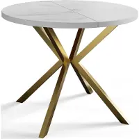 Alpi Möbel Alpi Moebel, Runder Esstisch Loft Liten, Modern Ausziehbarer Tisch 90-170 cm, Marmur mit Gold Metallbeinen