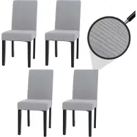 Mendler 4er-Set Esszimmerstuhl Littau, Stuhl Küchenstuhl Hochlehner, Stoff/Textil Cord Holz hellgrau, dunkle Beine