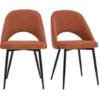 Miliboo - Vintage-Stühle aus Stoff mit strukturiertem Samteffekt in Rostbraun und schwarze Metallfüße (2er-Set) COSETTE