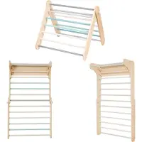LEG & GO Kletterdreieck - Sprossenwand 2in1 Indoor für Kinderzimmer, aus Holz, Pastell
