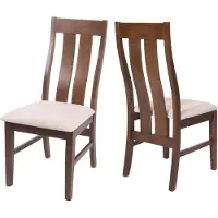 Mendler 2er-Set Esszimmerstuhl HWC-M58, Küchenstuhl Lehnstuhl Stuhl, Stoff/Textil Massiv-Holz dunkles Gestell, creme