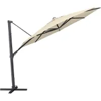 Kettler Easy Swing Ampelschirm 350 cm, UPF 50+, inkl. Abdeckhaube+ Schirmständer, anthrazit matt/natur, Aluminium/Polyester mit Polyurethan-Beschichtung