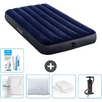 Intex Luftbett – 1 Person – 99 x 191 x 25 cm – Blau – im Lieferumfang enthalten Spannbettuch - Küssen - Pumpe - Reperaturset en Kissenschutz