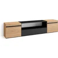 Skraut Home TV-Schrank, Lowboard, 200x35x45cm, Für TV-Geräte bis zu 80", Fernsehtisch, Eiche und Schwarz