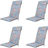 Madison - Gartenstuhlauflage High Back Florina blau - Ca. 120x50 cm - 4er-Set